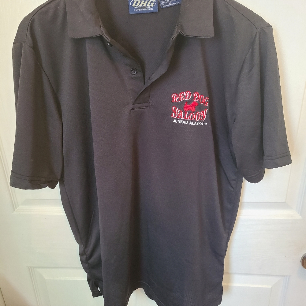 (191) Red Dog Saloon Juneau Alaska Men's Polo Shirt, Size: Small Color: Black